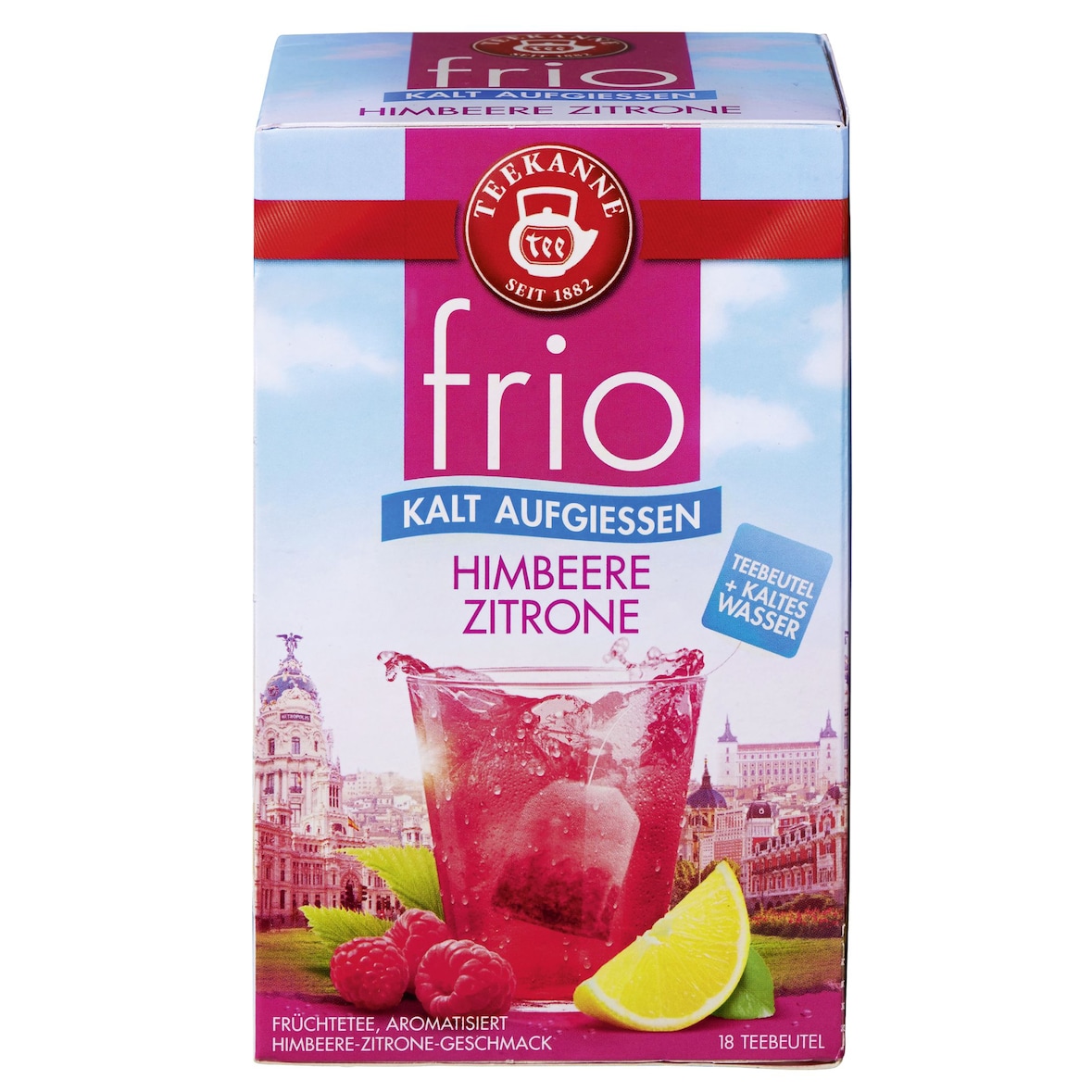 Teekanne Frio Kalter Früchtetee Himbeere Zitrone 18 Teebeutel (45 g)