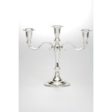 thumbnail of Leuchter, Kerzenleuchter 3-armig versilbert und anlaufgeschützt glatt poliert Höhe 21,5 cm