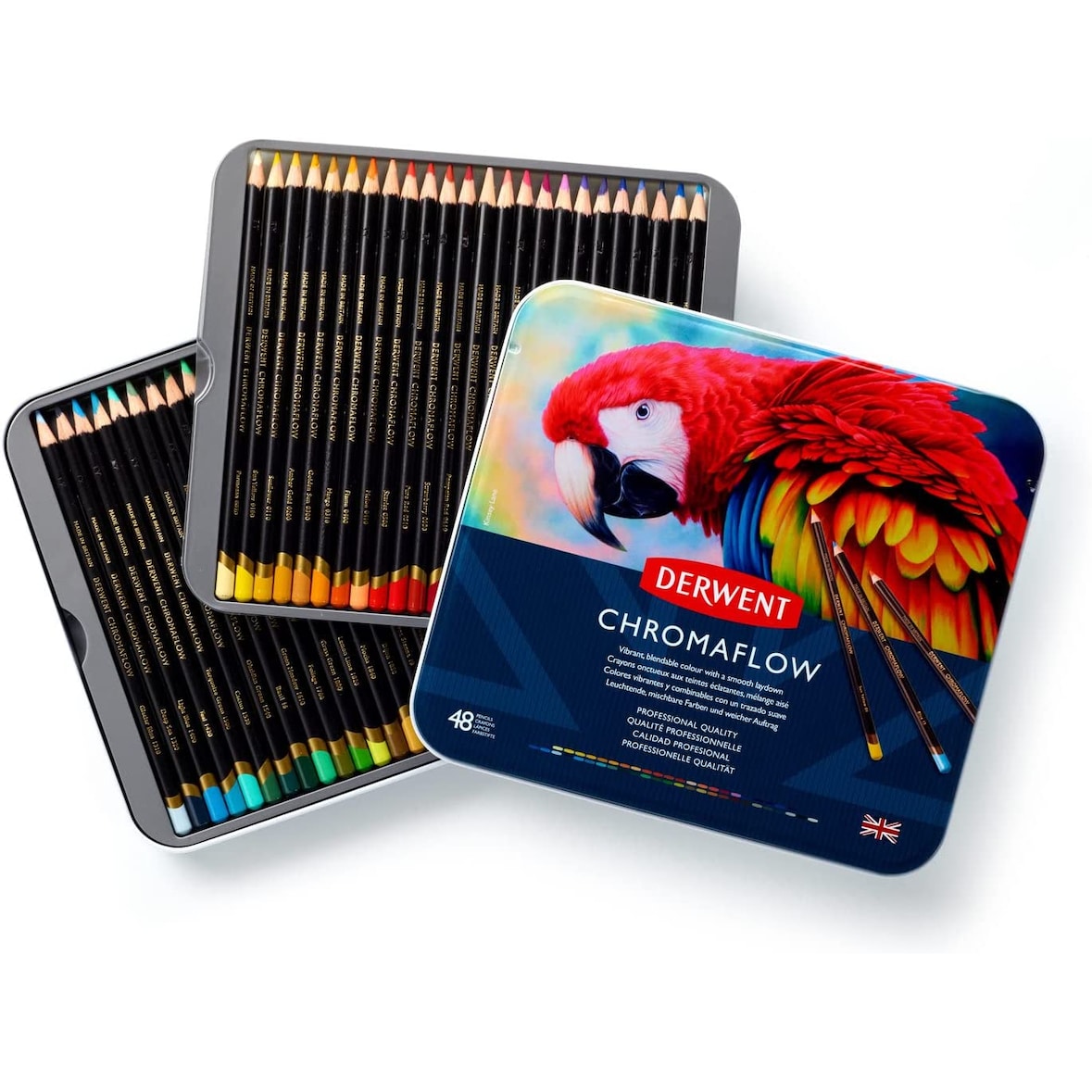 DERWENT Chromaflow Set di 48 Matite con Corpo Rotondo da 3,5 mm, Nucleo Cremoso e Sfumabile, Confezione da 2, 2306013
