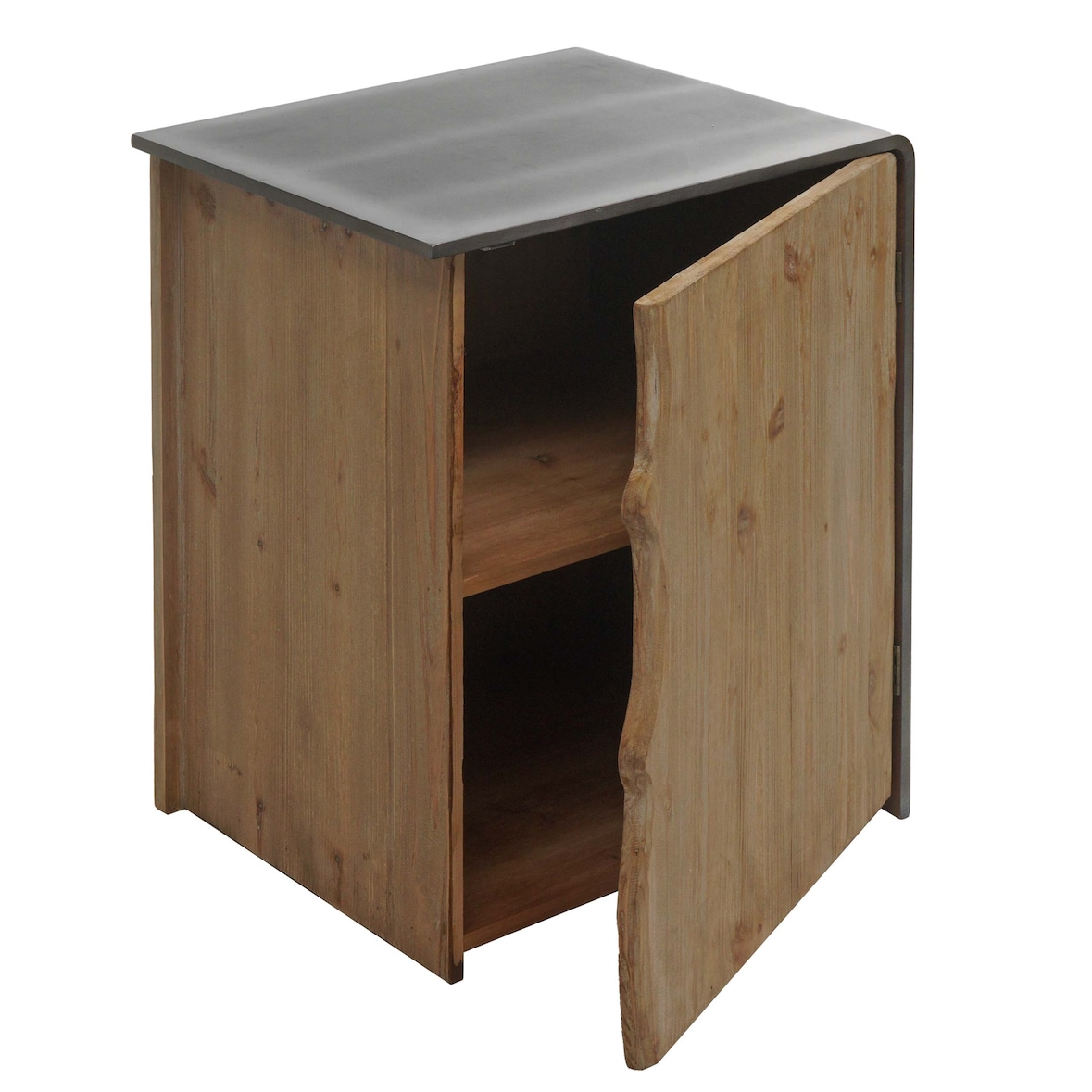 Beistelltisch HWC-L76, Kommode Nachttisch Schrank, Industrial Massiv-Holz MVG 60x50x40cm, natur mit Metall-Optik