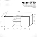 thumbnail of bümö Schwebetürenschrank, Sideboard Grau/Silber - Büromöbel Sideboard Holz 160cm breit, 42cm schmal, Büro Schrank mit Schwebetür für Flur oder als