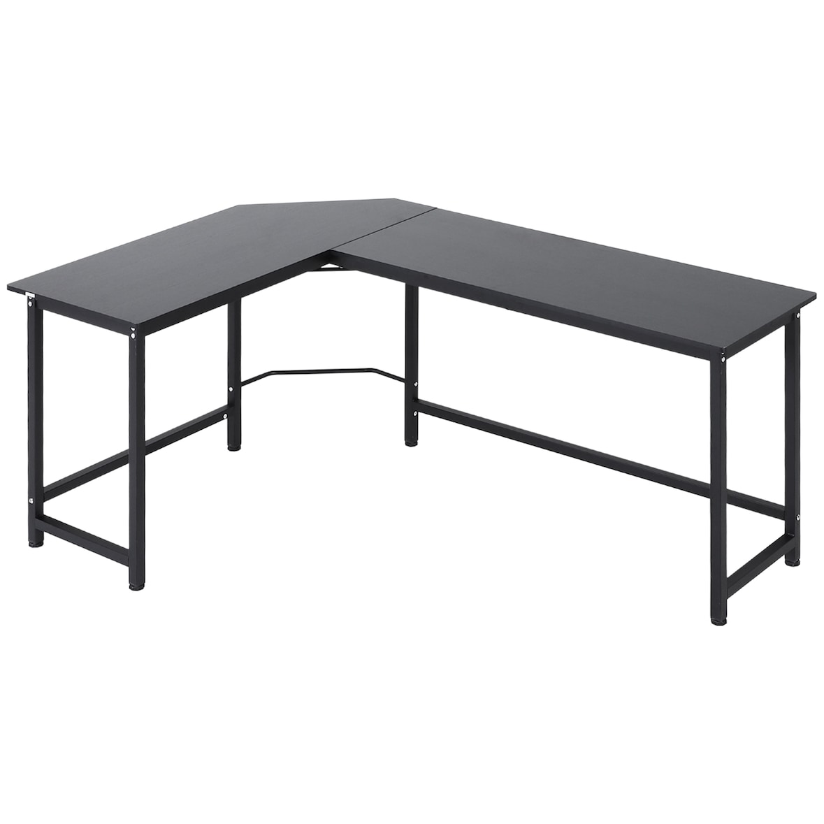 Vinsetto Secretária de Canto Mesa de Computador em Forma de L com Estrutura de Aço 168x120x75cm Preto