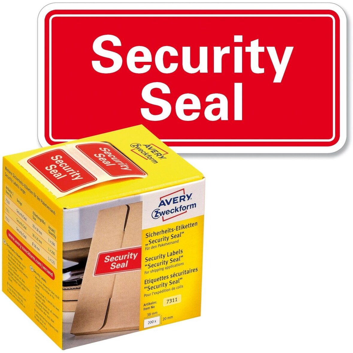 Sicherheitssiegel Security Seal 38x20 mm rot VE=6x200 Stück