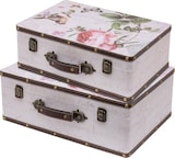 thumbnail of HMF Vintage Deko Koffer aus Holz, Aufbewahrungsbox mit Deckel und Ledergriff, stilvolle Aufbewahrung und Geschenkidee, Rose, 2er Set, 38 + 44 cm