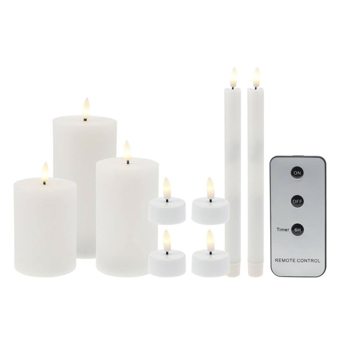 Meisterhome® Set van 3 vlamloze ledkaarsen, bruin, met