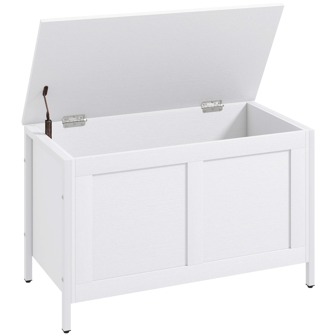 HOMCOM baúl de almacenaje para dormitorio 95 L banco de almacenaje con tapa bisagra de seguridad para pasillo salón 80x40x50 cm blanco veteado