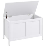 thumbnail of HOMCOM baúl de almacenaje para dormitorio 95 L banco de almacenaje con tapa bisagra de seguridad para pasillo salón 80x40x50 cm blanco veteado
