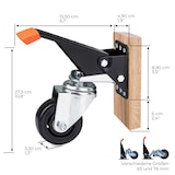 thumbnail of HMF 6750 Schwerlastrollen absenkbar für Werkbank, 4 Stück, 76 mm, bis 400 kg, Schwarz