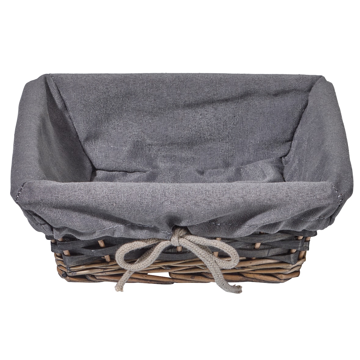 METRO PROFESSIONAL Broodmand, riet/katoen, 25 x 25 cm, vierkant, grijs