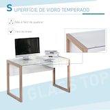 thumbnail of HOMCOM Mesa Ordenador Moderna Cajón Tablero Vidrio Templado 120x60x75cm Blanco