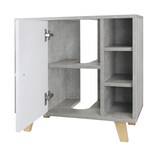 thumbnail of Waschbeckenunterschrank `Martha` marmor optik, grau eintürig, mit Seitenfächern 60x30x60cm