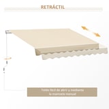 thumbnail of Outsunny Toldo Manual Retrátil com Manivela 295x245cm Toldo Enrolável Alumínio com Proteção Solar para Janela Portas Balcão Terraço Exterior Bege