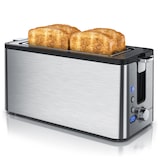 thumbnail of Arendo Edelstahl Toaster Langschlitz 4 Scheiben - Defrost Funktion - wärmeisolierendes Gehäuse - mit integrierten Brötchenaufsatz - Krümelschublade