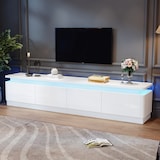 thumbnail of TV Schrank Lowboard 180x34x40 in Weiss Hochglanz mit LED Beleuchtung und 4 Schubladen gebogenes Design fuer 75 Zoll Fernseher