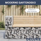 thumbnail of DELUKE® Gartenbank Gabionen INO aus Stahl 244x71x65,5cm Massivholz Douglasie Gabionenbank Gartenbank mit Sitzfläche aus Gabionen Steinkorb