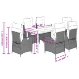 thumbnail of vidaXL 7-tlg. Garten-Essgruppe mit Kissen Braun Poly Rattan