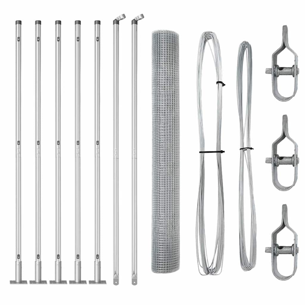 vidaXL Zaunpfosten Silber 10 x 0,8 m (12 x 12 mm Maschendraht) Stahl