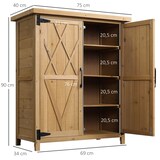 thumbnail of Armario de exterior de madera 0,24 m² 75x40x90 cm con 2 puertas 4 estantes y techo de galvanizado para almacenamiento de herramientas natural