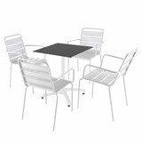 thumbnail of Conjunto de mesa negra de 60 cm y 4 sillas metálicas blancas