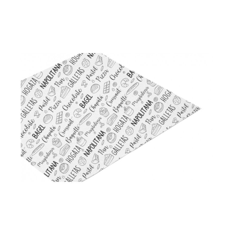 Schachtel mit 400 Blatt neapolitanisch dekoriertem weißem Backpapier, 60 x 86 cm