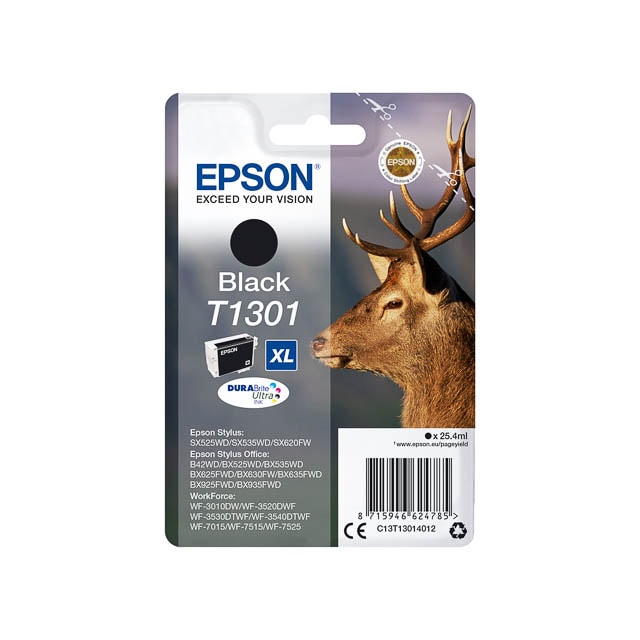 EPSON Cartouche Jet d'Encre DURABrite Ultra Noir (XL) ''Cerf'' (T1301) - C13T13014012