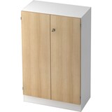 thumbnail of bümö office Aktenschrank abschließbar, Büroschrank klein aus FSC-Holz, 80cm breit in Weiß/Eiche - abschließbarer Schrank, Büroschrank abschließbar,