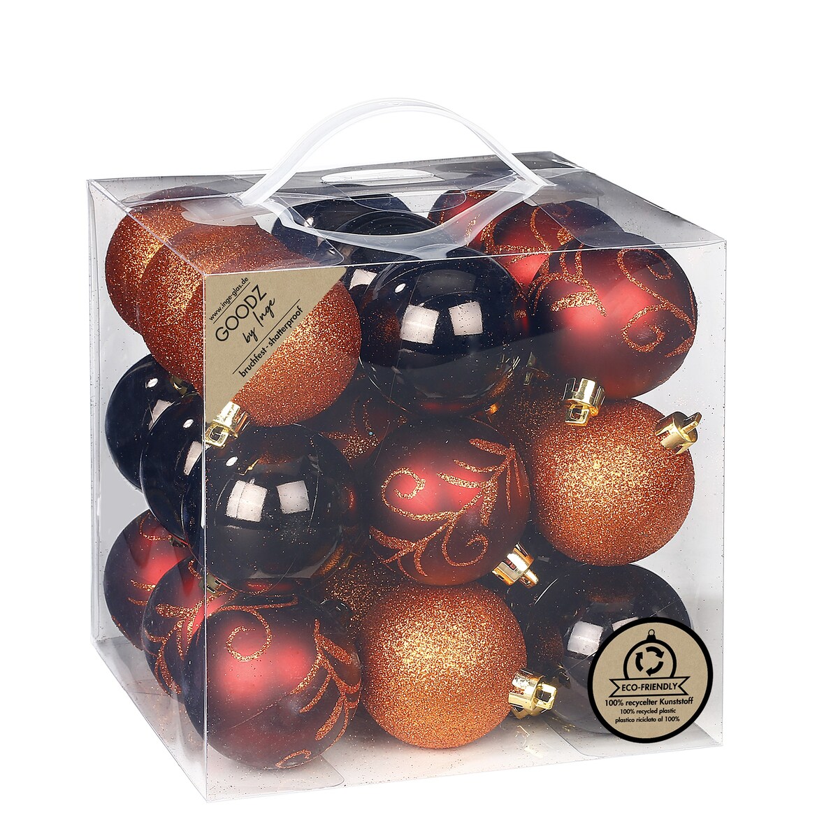 27 Weihnachtskugeln 6cm Kunststoff Christbaumkugeln Weihnachtsbaumkugeln braun