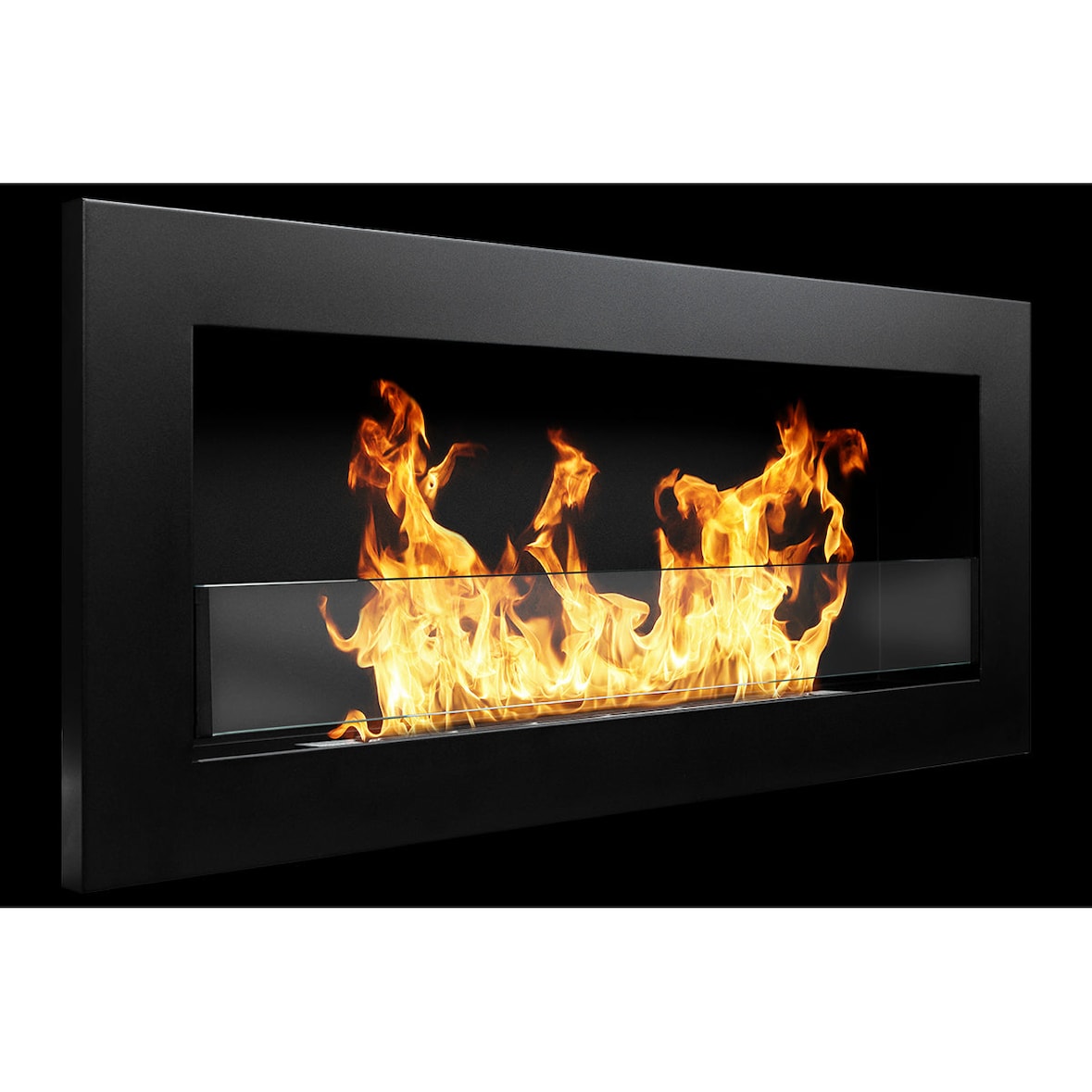 Chimenea de bioetanol Livorno negra de pared o empotrada L 90 x P 12 x H 40 con cristal