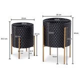 thumbnail of Blumentopf 2er Set Metall Pflanzkübel Schwarz / Gold mit Füßen, Design Pflanzenkübel Rund Indoor, Blumenkübel Pflanzgefäß mit Waben-Muster in