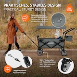 thumbnail of Hauki Bollerwagen XXL faltbar Grau – Handwagen mit Dach & Tasche, klappbar zum Schieben oder Ziehen, Kinder Transportwagen mit PU-Rädern & Bremse, 120