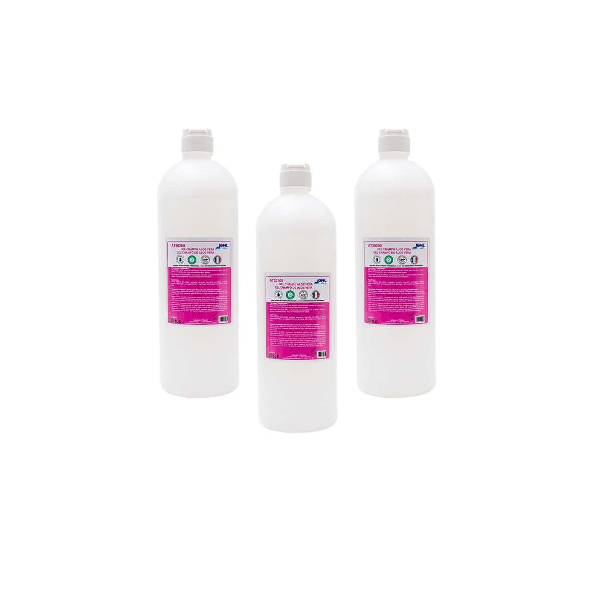 Jofel - Pack 3 litros de jabón en Gel champú Aloe, para dosificadores de jabón rellenables, 3 x 1 L