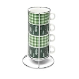thumbnail of Excelsa juego 4 tazas de café con soporte Green Winter porcelana multicolor