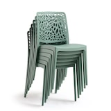 thumbnail of Set 4 Chaises Empilables en Polypropylène avec fibre de verre pour Jardin ou intérieur, hydrofuges et résistantes, design moderne - SOLE - Sauge