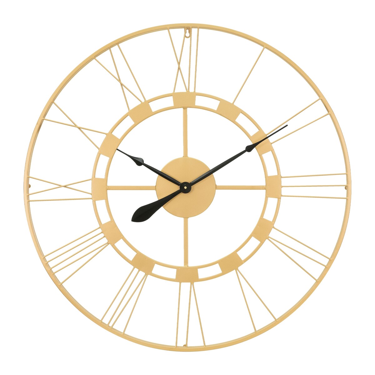 WOMO-DESIGN Wanduhr „Stockholm“ Ø85 cm – große Vintage Uhr, handgefertigt aus Eisen, Altgold, römische Ziffern, lautlos, dekorative Wanduhr Design