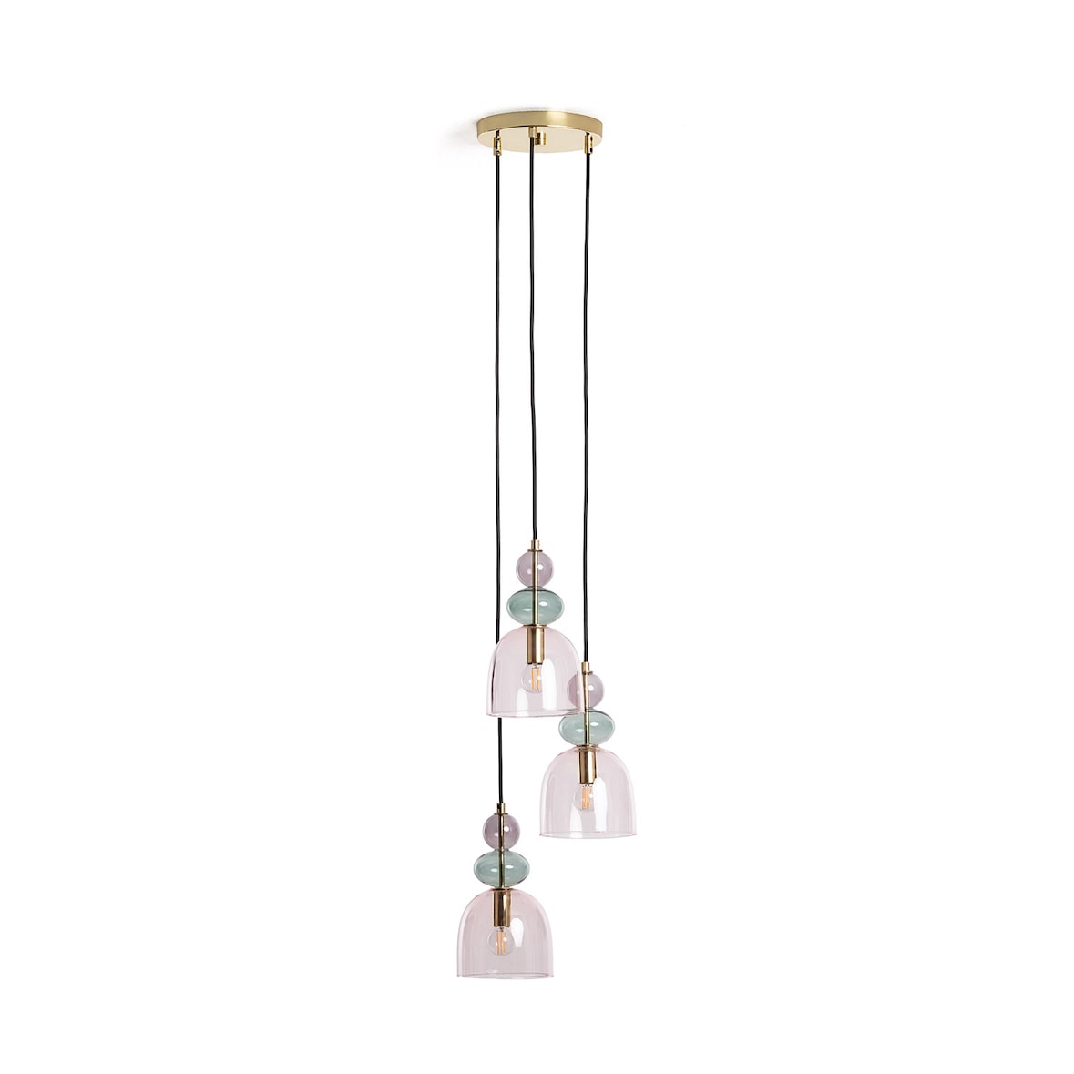 Ledkia Lámpara Colgante Metal y Cristal Tri Baudelaire Rosa