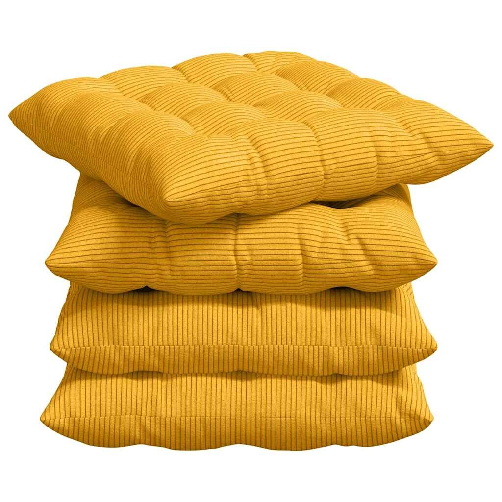 vidaXL Zitkussens 4 pcs Lichtgeel 40 x 40 x 6 cm Katoen Stof