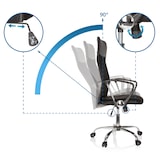 thumbnail of Bürostuhl Chefsessel Schreibtischstuhl PURE NET Netzstoff / Kunstleder schwarz Chrom hjh OFFICE