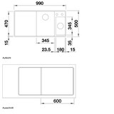 thumbnail of Blanco Silgranit Spülbecken mit Abtropffläche und Restebecken, Axia III 6 S-F, Weiß 990 x 500 mm, Hauptbecken rechts