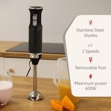 thumbnail of Briebe Elegance Stabmixer, Abnehmbarer Mixfuß, Edelstahlklingen, Ergonomisches Design, HB1173BLK, Schwarz