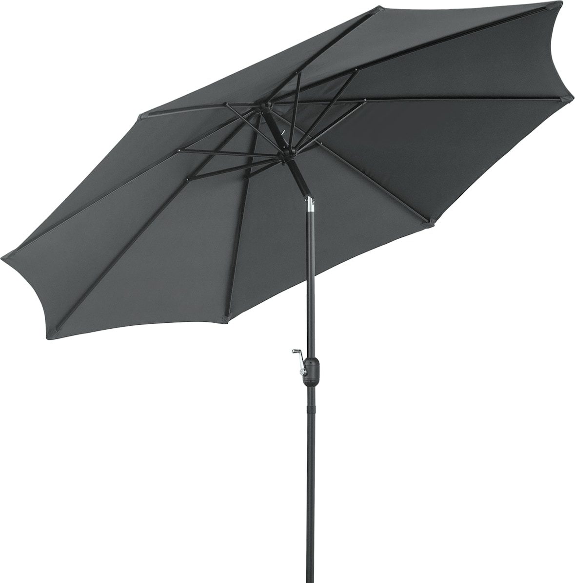 Sombrilla de Jardín Ø295x250 cm con Manivela Parasol Exterior con Mecanismo de Inclinación y Poste Desmontable de Metal para Terraza Piscina Patio