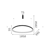 thumbnail of gemini sp d105 on-off 2700k, luminária de suspensão circular em alumínio preto com luz led, ideal lux