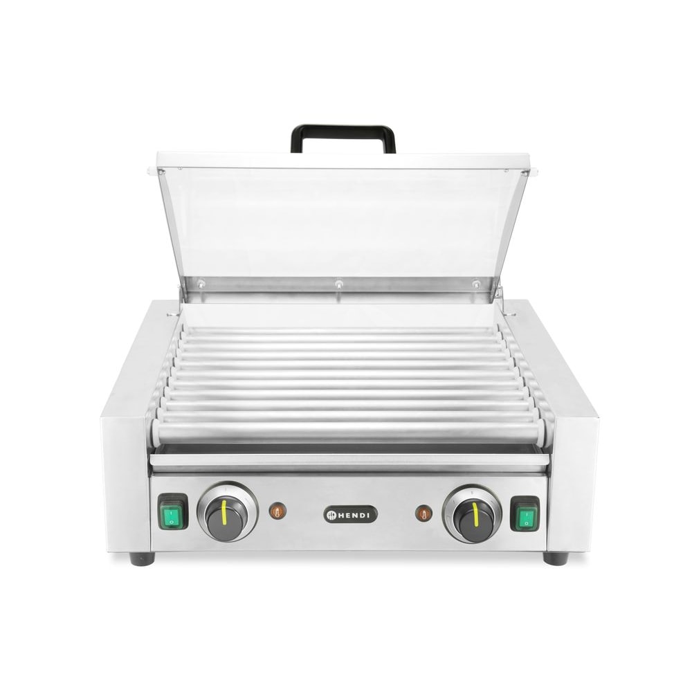 HENDI Worstrolgrill – 2 zones met energiebesparend deksel, 220-240V/980W, 566x527x(H)259mm
