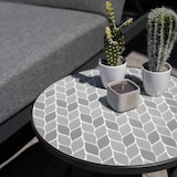 thumbnail of Runder Garten-Couchtisch aus schwarzem Stahl Keramikplatte