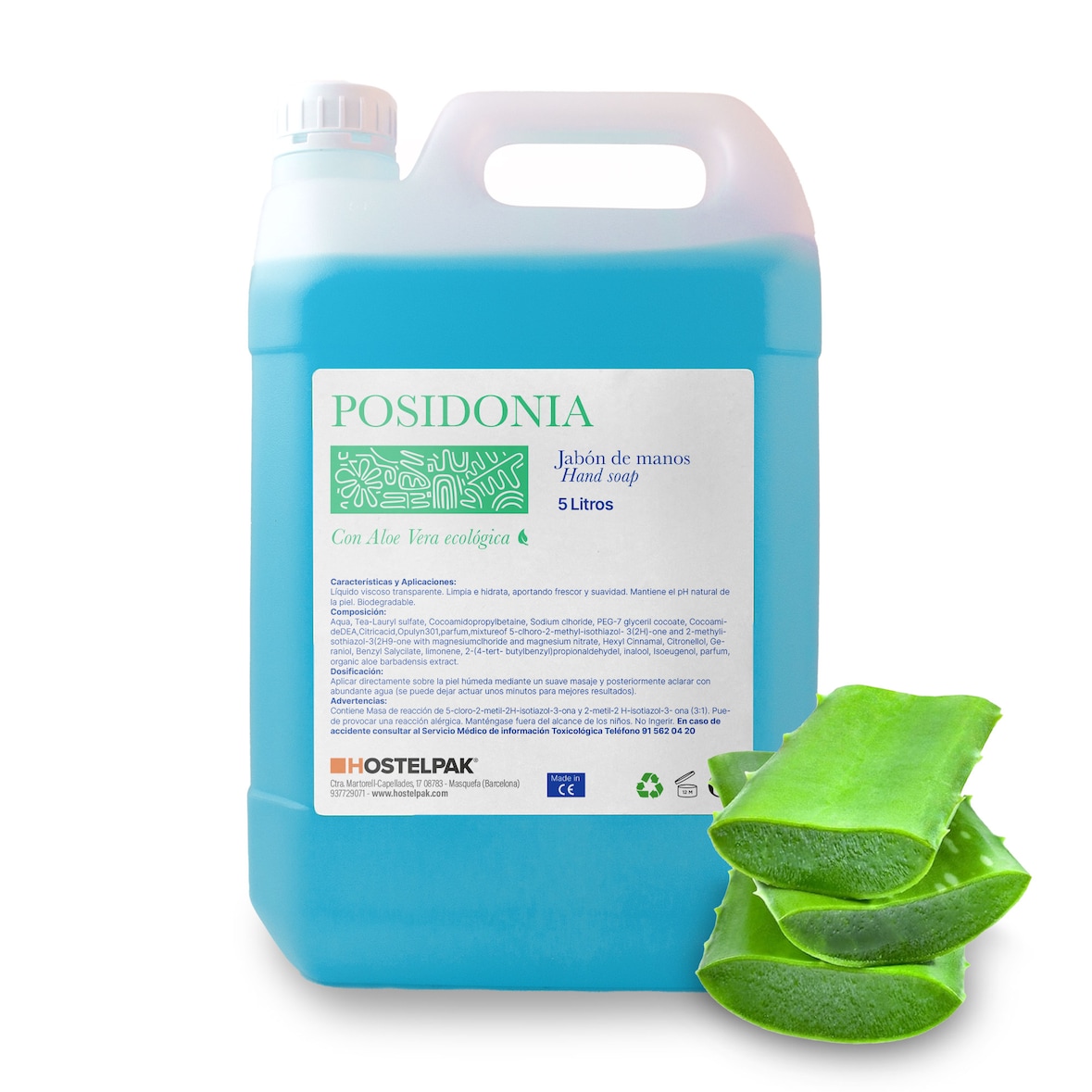 Jabón de manos - Colección Posidonia - 5L - Amenities hotel, Cuidado personal, pH neutro, Aloe Vera Ecológica