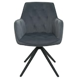 thumbnail of Set van 6 eetkamerstoelen HWC-L80, keukenstoel met armleuningen, draaibaar, metaal stof/textiel ~ antraciet