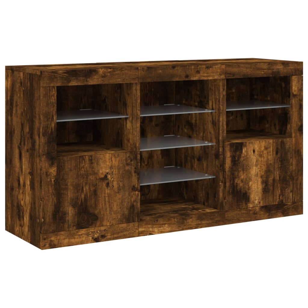Helloshop26 - Sideboard Kommode Kleiderschrank Aufbewahrungsmöbel Organizer für Küche Wohnzimmer Lounge mit LED-Beleuchtung 123 x 02_0029868