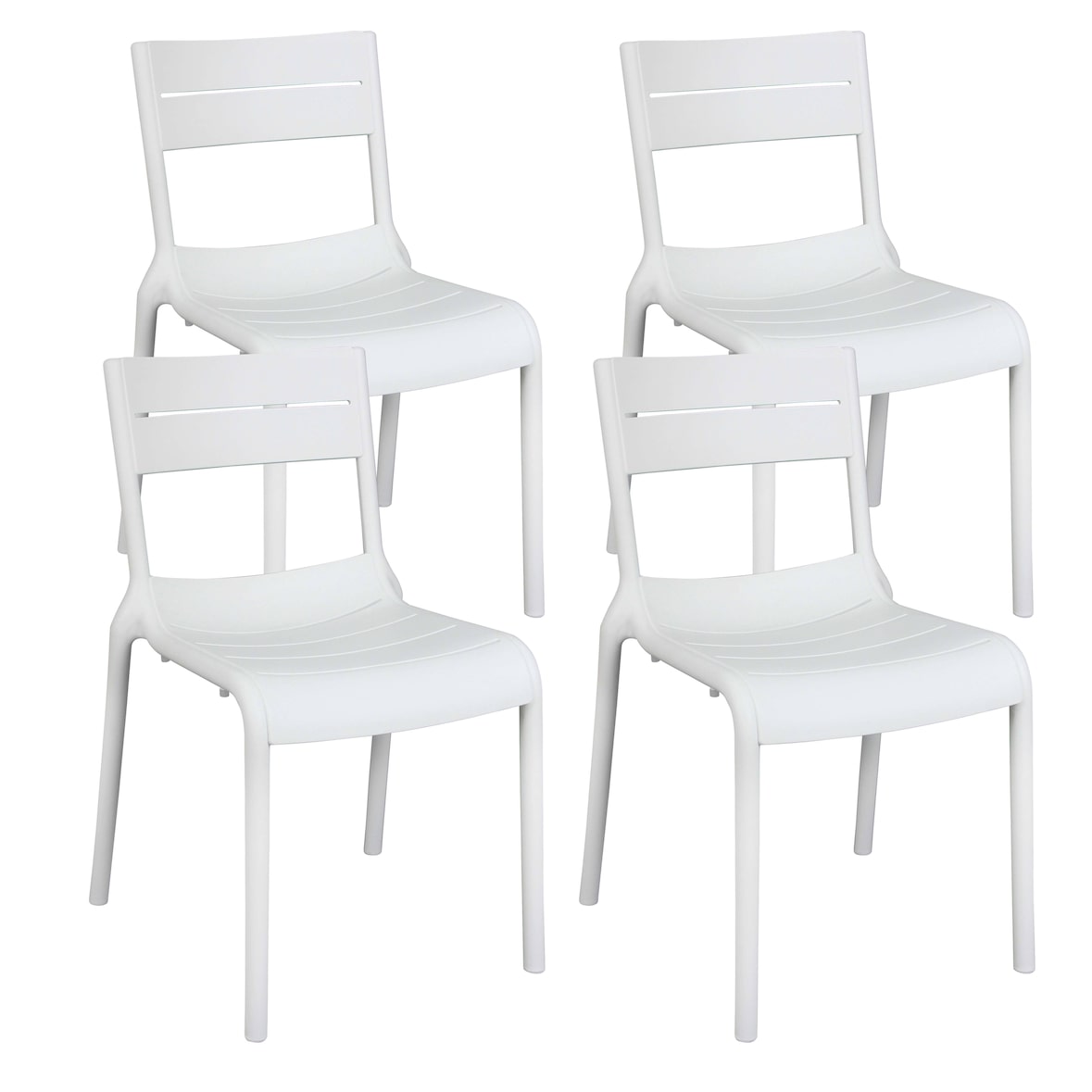 Juego de 4 sillas de plástico blancas para terraza