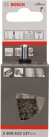 thumbnail of Pinselbürste, gewellt, rostfrei, 0,3 mm, 25 mm, 4500 U/ min