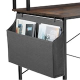 thumbnail of tectake Table de bureau avec étagère de rangement et poche en tissu - Bois foncé industriel, rustique, 120 cm - 404664