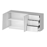 thumbnail of Dmora Kommode Ddalessi, Wohnzimmer-Buffet, Wohnzimmer-Kommode mit 2 Türen und 3 Schubladen, 180x44x86 cm, glänzendes Weiß